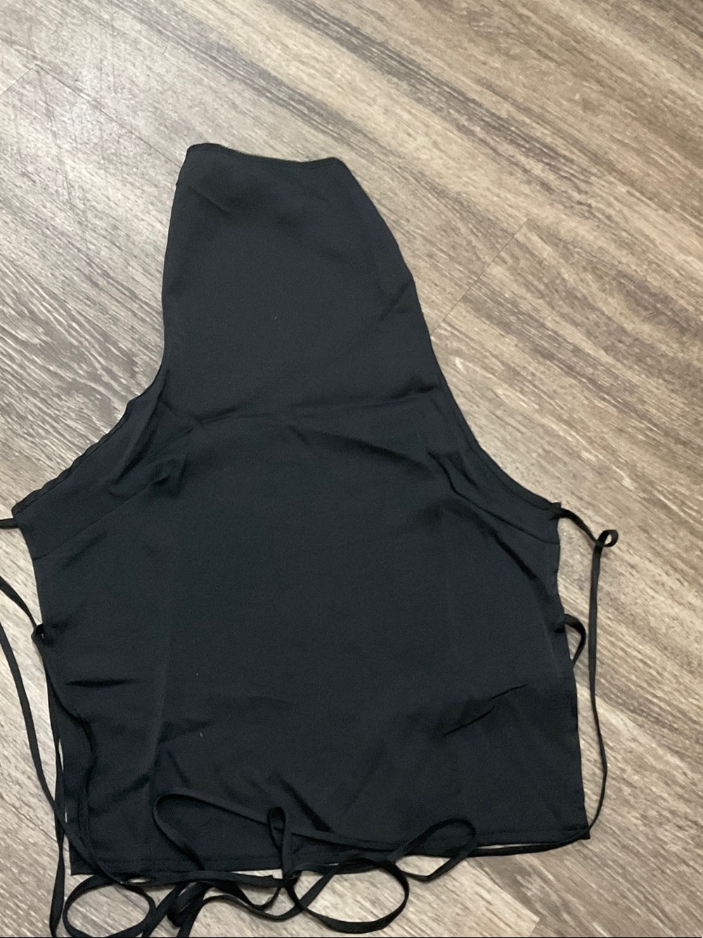SHEIN Black Halter Lace-Up Bandeau Top, backless